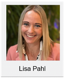 Portrait of Lisa Pahl, smiling woman with shoulder-length blonde hair wearing a pink blazer.