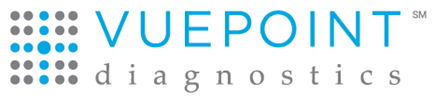 VuePoint Diagnostics logo with a grid of blue and gray dots to the left and 'VUEPOINT diagnostics' text to the right.